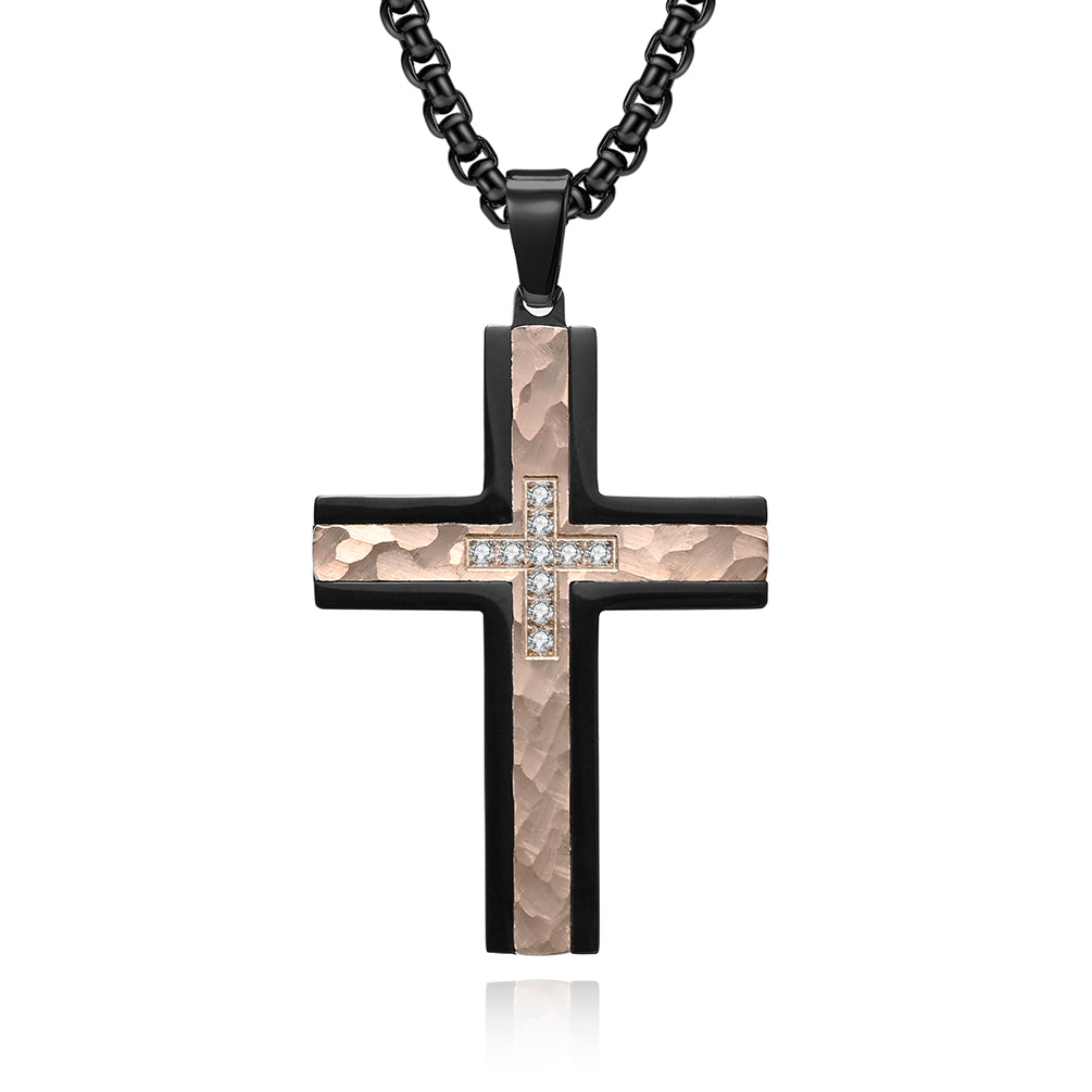 Custom Jewelry Mini Charm Vintage 316L Stainless Steel Jesus Christ Religious Cross Pendant Necklace