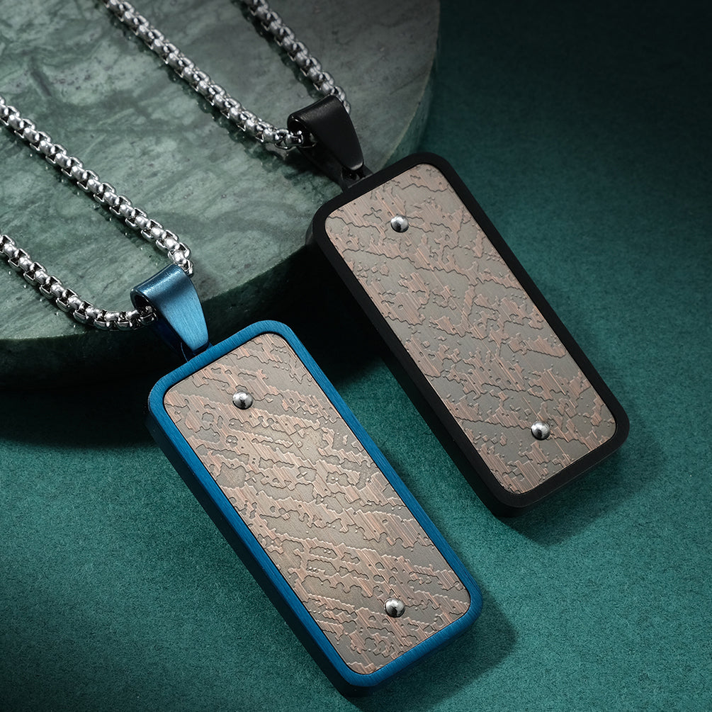 stainless steel jewelry chain custom rectangle pendant necklace